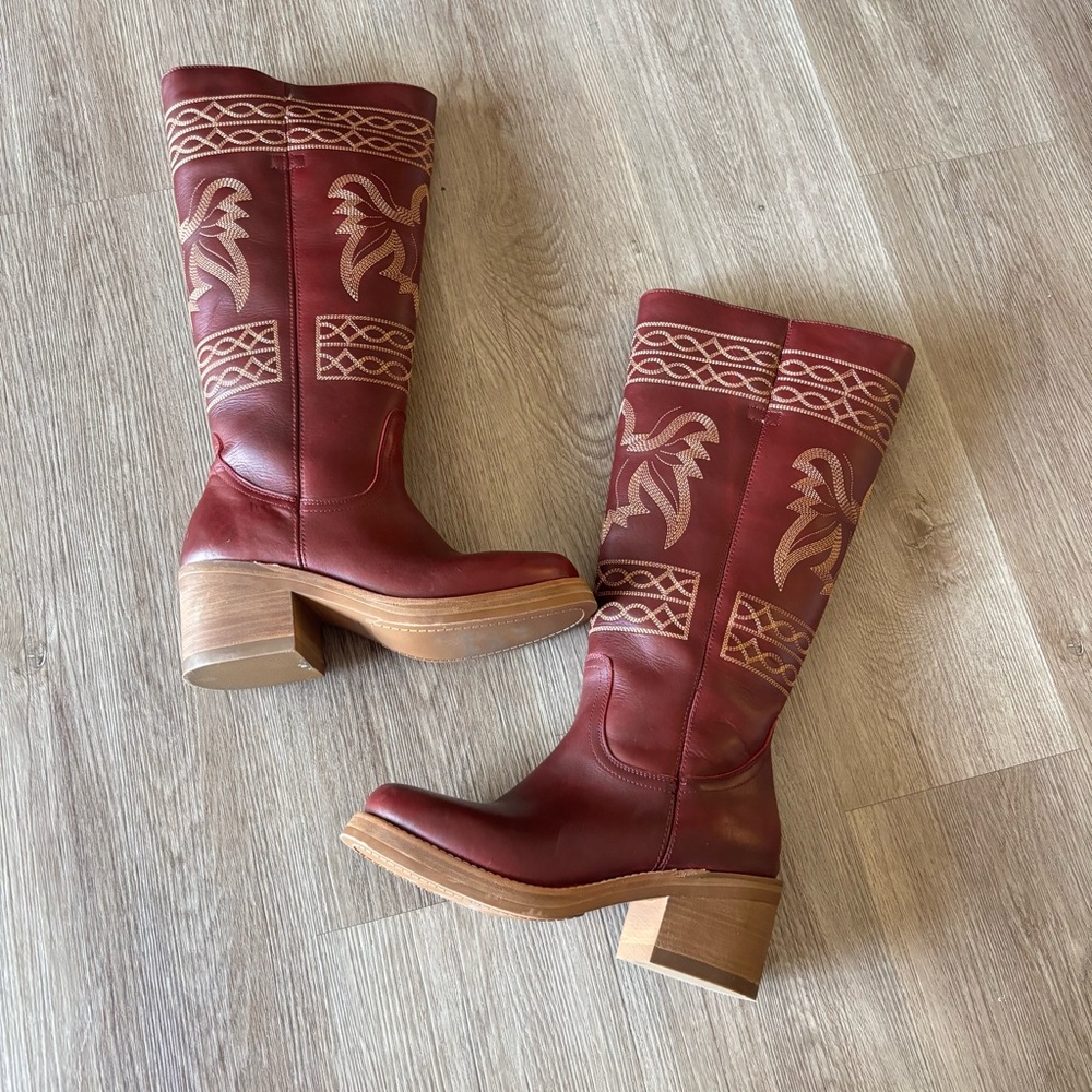 Free People Dingo Avalon Equestrian Tall Boots Leather Embroidery - Picture 8 of 12
